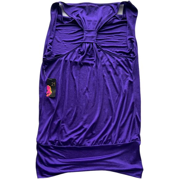 Forever 21 Satin Top Silky Purple Banded Hem Womens Size Large 90s Y2K NWT - Picture 2 of 8